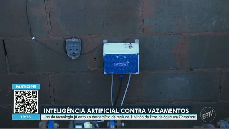 Reportagem da EPTV sobre IA do VecView evitando desperdício de água em Campinas